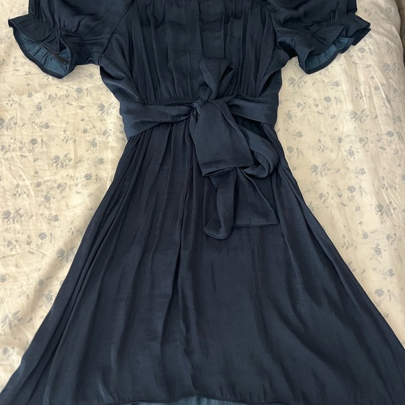 Blue Ruched Off-the-Shoulder Mini Dress - Picture 2 of 3